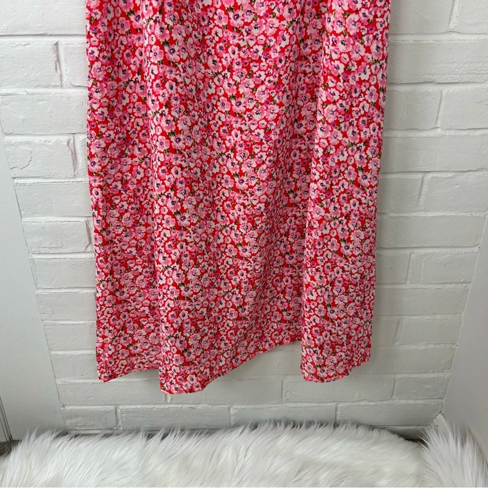 NWT Lulus Intricate Sweetness Red Floral Tie Front Sleeveless Midi Dress Size L - Picture 6 of 14